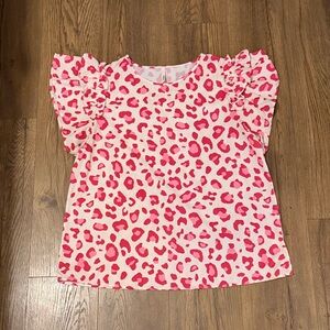 Stylish Pink Leopard Print Women's Blouse